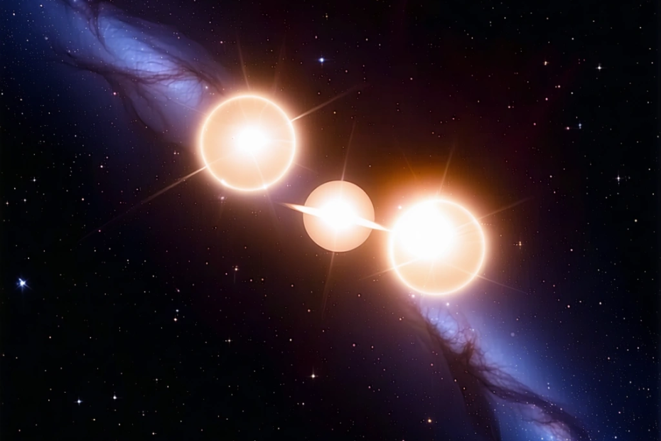Entdecken Sie das faszinierende Dreifachsternsystem im fernen Universum!